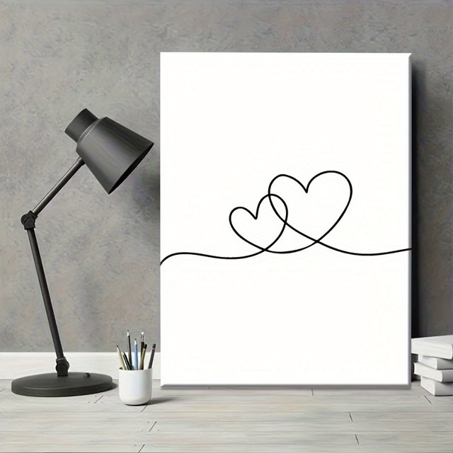 1pc Minimalist Heart Line Art Poster, Modern Abstract Colorful Heart Design Canvas Wall Art For Living Room,kitchen, Home Office50 x 70 cm (without frame),07