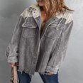 thumbnail image 4 of MesaSe Womens Corduroy Shacket Jacket Long Sleeve Button Down Color Block Hooded Coat with Pockets, 4 of 7