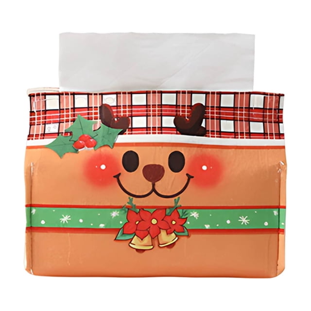 Christmas Table Decorations,Festive Tissue Box Cover with Non-Woven Fabric and Holiday Cartoon Print for Tabletop Holiday Decorations
