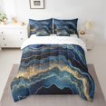 thumbnail image 2 of YST 7 Pcs Comforter Set Full Size, Dark Blue Marble Bed In A Bag With Flat Sheet And Fitted Sheet For Kids Adults, Golden Glitter Stone Pattern Fluid Bedding Set With Pillowcases & Shams, 2 of 5