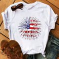 thumbnail image 4 of Leutsin T-Shirt Blouse à Manches Courtes pour Femmes à Col Rond avec Imprimé de la Fête de l'Indépendance, 4 of 8