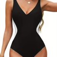 thumbnail image 1 of HLONK Women‘S High Cut Deep V Contrast Color Strap Net Yarn One-Piece Swimsuit Intummy Swimsuit, 1 of 6