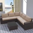 thumbnail image 4 of Kullavik Patio All Weather woven 6-Piece Metal Sectional Sets with Cushions,Sand, 4 of 5