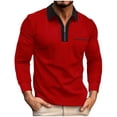 thumbnail image 1 of cfhntfmh Men's Shirts Casual Long Sleeve Collared Golf T Shirt Slim 1/4 Zipped Color Block Basic Tops with Pockets, 1 of 6