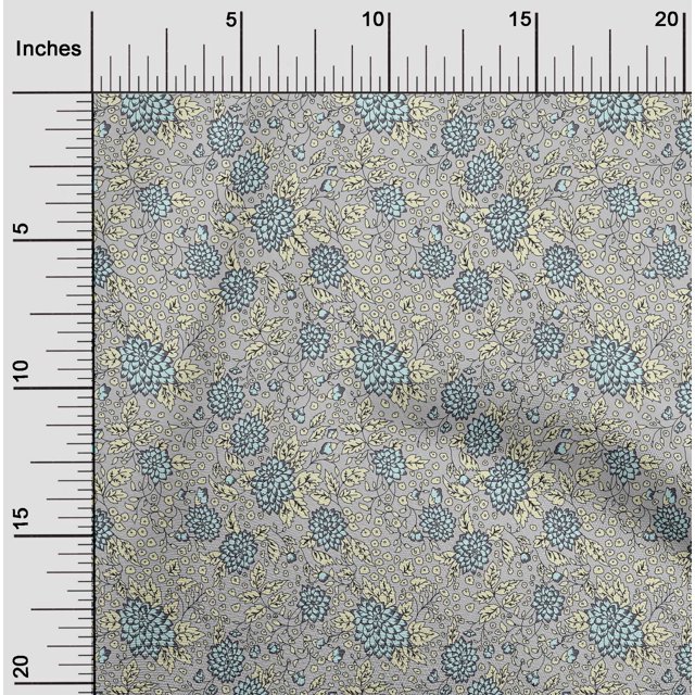 oneOone Silk Tabby Fabric Leaves & Floral Artistic Printed Craft Fabric BTY 42 Inch Wide