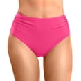 thumbnail image 1 of LUOGENLI Bikini Bottoms Tummy Control Shorts Women Plus Size High Waist Bikini Bottoms Swim Briefs Beach Ruched High Cut Swim Shorts Full Coverage Swimbottom (Hot Pink Size M), 1 of 8