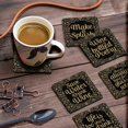 thumbnail image 3 of Inkdotpot Set of 6 Drink Coasters DecorativeNon,SlipCork Base4-inch Square PrintedCoastersEasy Clean- Wine Quote, 3 of 8
