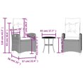 thumbnail image 4 of vidaXL Ensemble Bistro 3 Pcs avec Coussins en Rotin Gris, 4 of 5