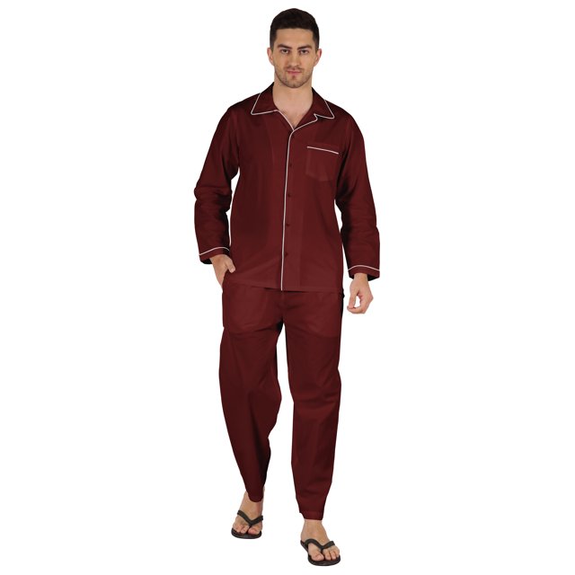Inkmeso Pyjama en Coton pour Homme, Tenue de Nuit Unie, Ensemble de Détente Haut et Bas