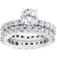 thumbnail image 1 of 4 Ct Diamond Eternity 1ct Center Engagement Wedding Ring Set White Gold, 1 of 4