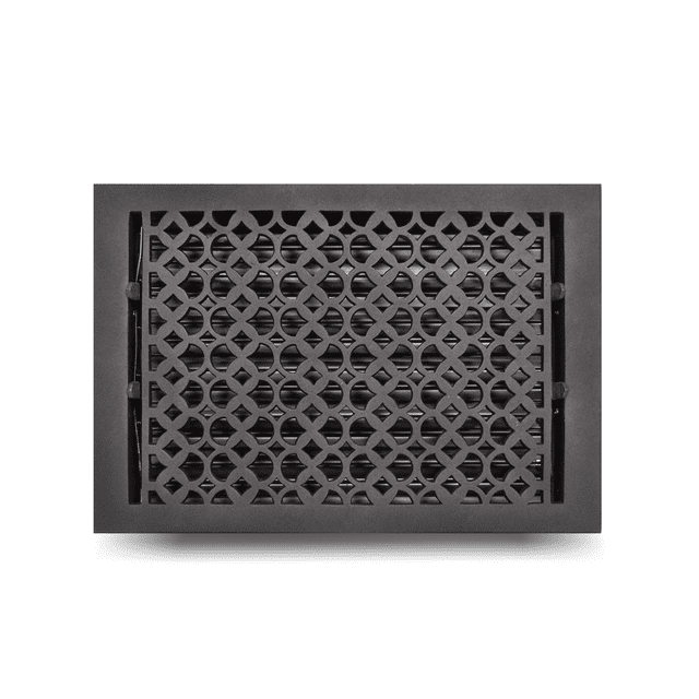 Registre d'Aération de Plancher en Fonte 10′′ x 14′′ – Conception Robuste de Style Tudor Mushroom, Couvercle d'Aération Artisanal Antirouille avec Amortisseur Ajustable – Revêtement en Poudre Repeintable pour Planchers et Murs