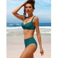 thumbnail image 3 of Charmo Women Twist High Waisted Bikini Swimwear Two Piece Ruched Tummy Control Swimsuit, 3 of 6