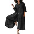 thumbnail image 1 of Yuyuzo Linen Jumpsuits for Women Plus Size Short Sleeve V Neck Rompers Button down Dressy Casual Outfit, 1 of 6
