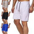 thumbnail image 4 of Knee Length Summer Shorts Solid Color Quick Drying Wide Leg Drawstring Men Fitness Shorts Streetwear, 4 of 13
