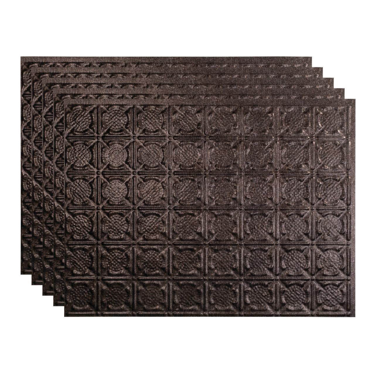Fasade 18in x 24in Backsplash Panel- 5 Pack, Traditional Style Smoked Pewter Finish