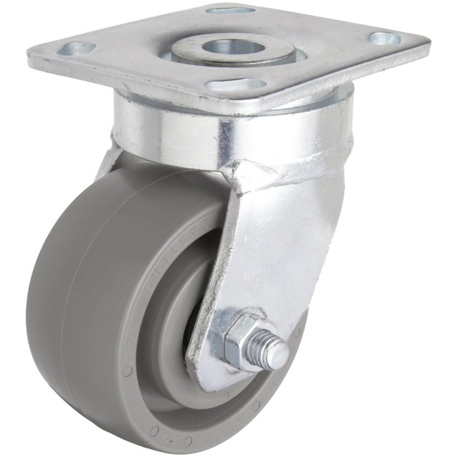 RWM Roulettes 65 Séries, Pivotantes, Kingpinless, Roues en Élastomérique, Roulement à Billes, Capacité de 1050 lbs, Diamètre de Roue 4 Pouces, Largeur de Roue 2 Pouces, Hauteur de Montage 5-5/8 Pouces, Longueur de Plaque 4-1/2 Pouces, Largeur de Plaque 4 Pouces