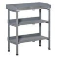 thumbnail image 1 of Outsunny Outdoor Potting Bench, Wooden Potting Table w/ Hooks, Grey, 1 of 9