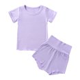 thumbnail image 2 of LSLJS Newborn Infant Baby Girl Boy Clothes Short Sleeve Tops T-Shirt+Shorts Solid Color Two Piece Outfits Set, 2 of 8