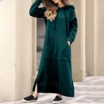 thumbnail image 1 of Gspmoly Robes d'Été, Mode pour Femmes Col Rond Hiver Chaud Couleur Manches Longues Poche Longue Robe Robe de Cocktail Liquidation, 1 of 6