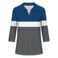 thumbnail image 5 of Hot6sl Économies d'Été Liquidation Blouse & Chemise à Manches Courtes Col Rabattu, T-shirt Assorti pour Femmes Col en V Col Rabattu Manches 3/4, Haut en polyester pour Femmes/Marine, G, 5 of 5