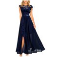 thumbnail image 2 of EGNMCR Robes de Fête pour Femmes Mode Femmes Été Dentelle Patchwork Uni Col Rond Sans Manches Gilet Robe Longue, 2 of 6