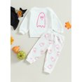 thumbnail image 2 of SUNSIOM Ensembles d'Automne pour Tout-Petits Filles Garçons, Imprimé Ghost, Chandails à Col Rond à Manches Longues et Pantalons Longs, Ensemble de Vêtements d'Halloween 2 Pcs, 2 of 9