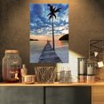 thumbnail image 1 of Wooden Pier and Palm Tree - Seashore Photo Canvas Art Print, 1 of 1