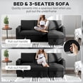 thumbnail image 4 of HOMCOM 83" Sofa Bed, Pull Out Sleeper L Shaped Sectional Couch, Black, 4 of 10