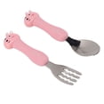 thumbnail image 4 of Adorable Cartoon Fork and Cartoon Fork Spoon Stainless Cute Toddler Table Setting Steel Toddler Feeding Training Spoons Forks Portable Animal Tableware for Kids  Tableware Set with, 4 of 8