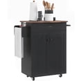 thumbnail image 1 of HOMCOM Kitchen Island on Wheels, Kitchen Cart with Solid Wood Top, Black, 1 of 10