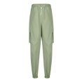 thumbnail image 2 of Autumn And Winter Mens Solid Color Work Pants Drawstring Leg Mouth Sticky Tape Pocket Casual Pants, 2 of 5