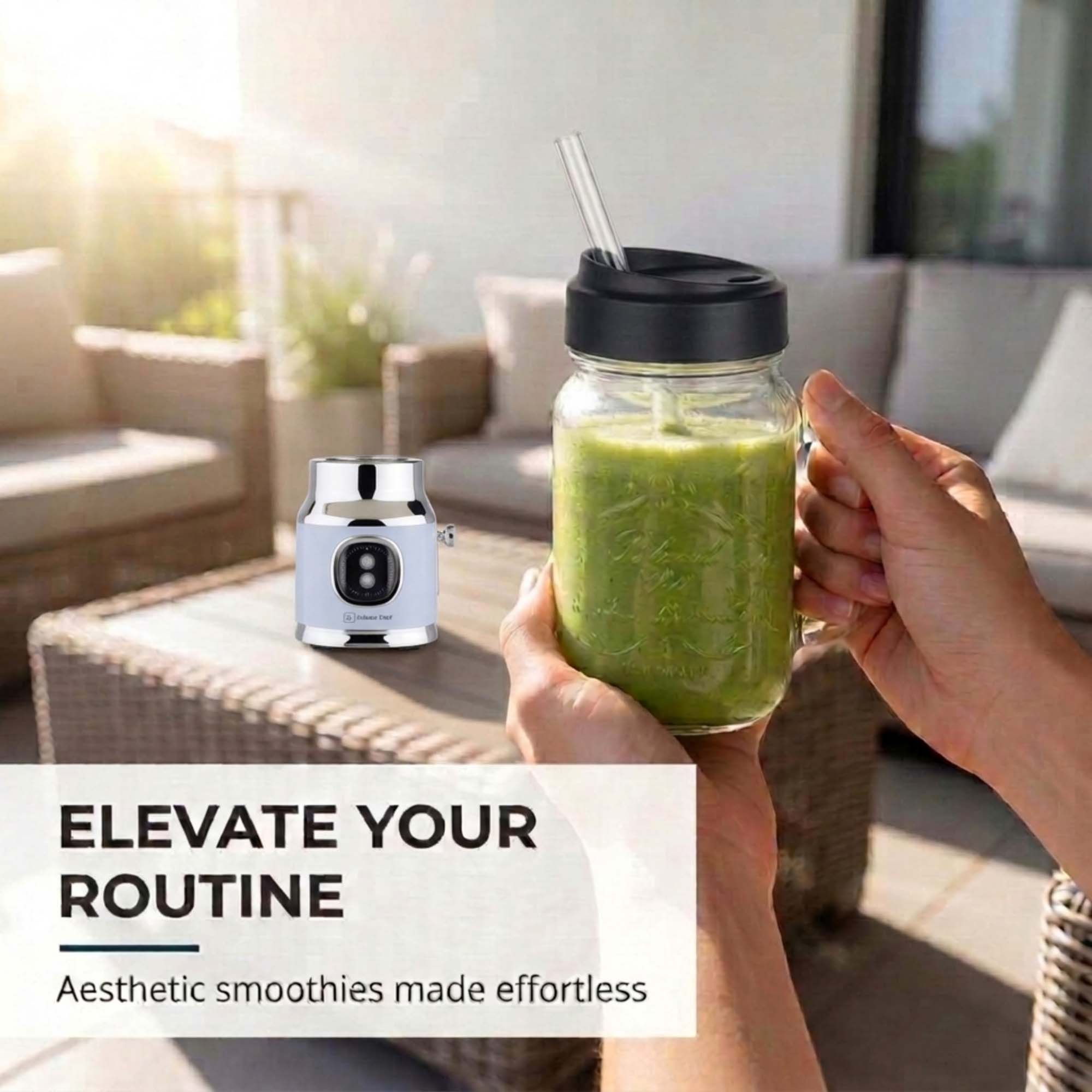 Culinary Chef 300-Watt Retro Smoothie Maker with Stainless Steel Blade, Mason Jar and Straw Included