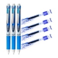 thumbnail image 1 of EnerGel Retractable Gel Roller, 0.7mm, Medium Point, 3 Pens and 4 Refills pack, Blue Ink, 1 of 5