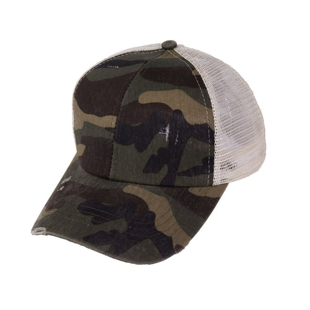 Ponytail Messy Buns Trucker Plain Baseball Visor Cap Unisex Hat