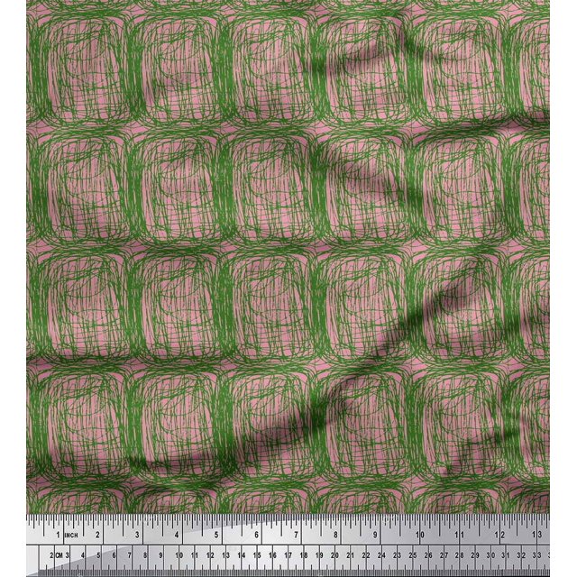 Soimoi Green Poly Georgette Fabric Brush Stroke Abstract Fabric Prints By Yard 42 Inch Wide