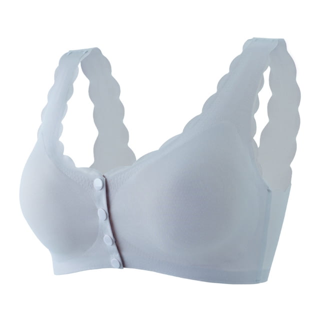 AherBiu Bras for Women Wirefree High Support Smoothing Bralettes Seamless Front Closure Button Lingerie