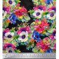 thumbnail image 1 of Feuilles de Voile de Coton Pomme, Lotus & Anémone Tissu Imprimé Floral par Yard 42 Pouces de Large, 1 of 3