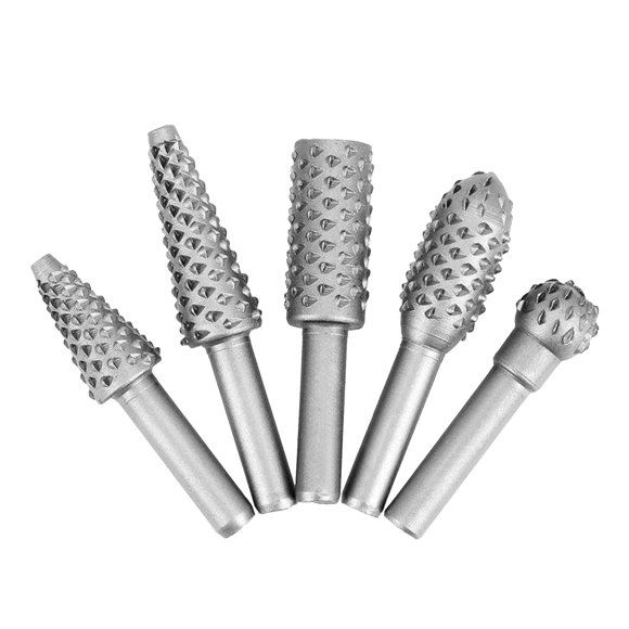 Amdohai PCS Rotary Burr Rasp Wood Plastic Carving File Woodworking Drill Bit 1/4-inch Round Shank Chisel Embossed Deburring Polishing Grinding Head for Carpenter