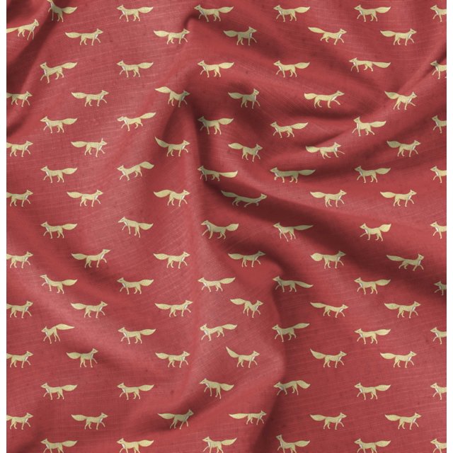 Soimoi Cotton Poplin Fabric Fox Animal Print Sewing Fabric Yard 42 Inch Wide