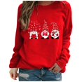 thumbnail image 1 of IROINID Aubaines Vêtements d'Hiver pour Femmes Chandails à Capuchon à Enfiler Détente Saint-Valentin Imprimé Cœur Col Rond Chandail Haut, Rouge, 1 of 3
