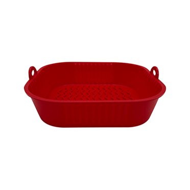 Matoen12 Silicone Air Fryer Liners Reusable Baking Tray Flower Shaped Fryer Tray Pad Red