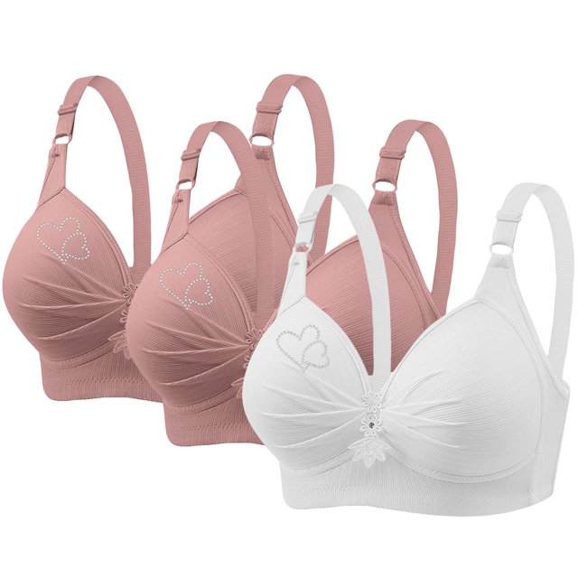 Birdeem Bras for Women 3Pcs Womans Printing Gathered Together Large Size Daily Bra Underwear No Rims