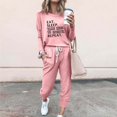 thumbnail image 2 of Pisexur Womens Lounge Set 2 Piece Outfits Long Sleeve Letter Print Blouses Tops Drawstring Pockets Long Pants Track Suits Plus Size Vacation Outfits Sweatsuit Set S-5XL, 2 of 4