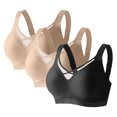 thumbnail image 2 of Kyusrd Plus Size Cut-Off Seamless Bra For Women'S 3Pcs Supportive Full Coverage Wireless Bralette Bra Adjustable Shoulder Straps Bra Soild Color Everyday Athletic Sport Bra, 2 of 9