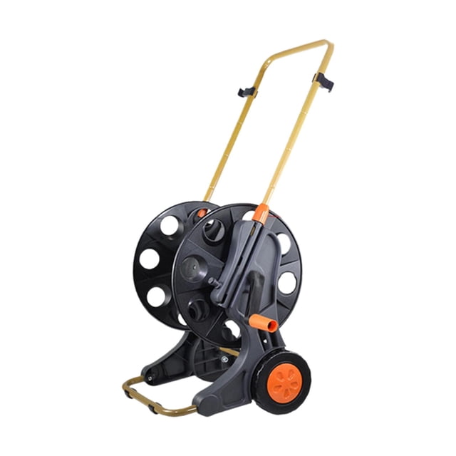 Almencla Hose Reel Cart Gardening Tool Pipe Storage Rack for Outside Farm Car Washing TKM01 60M