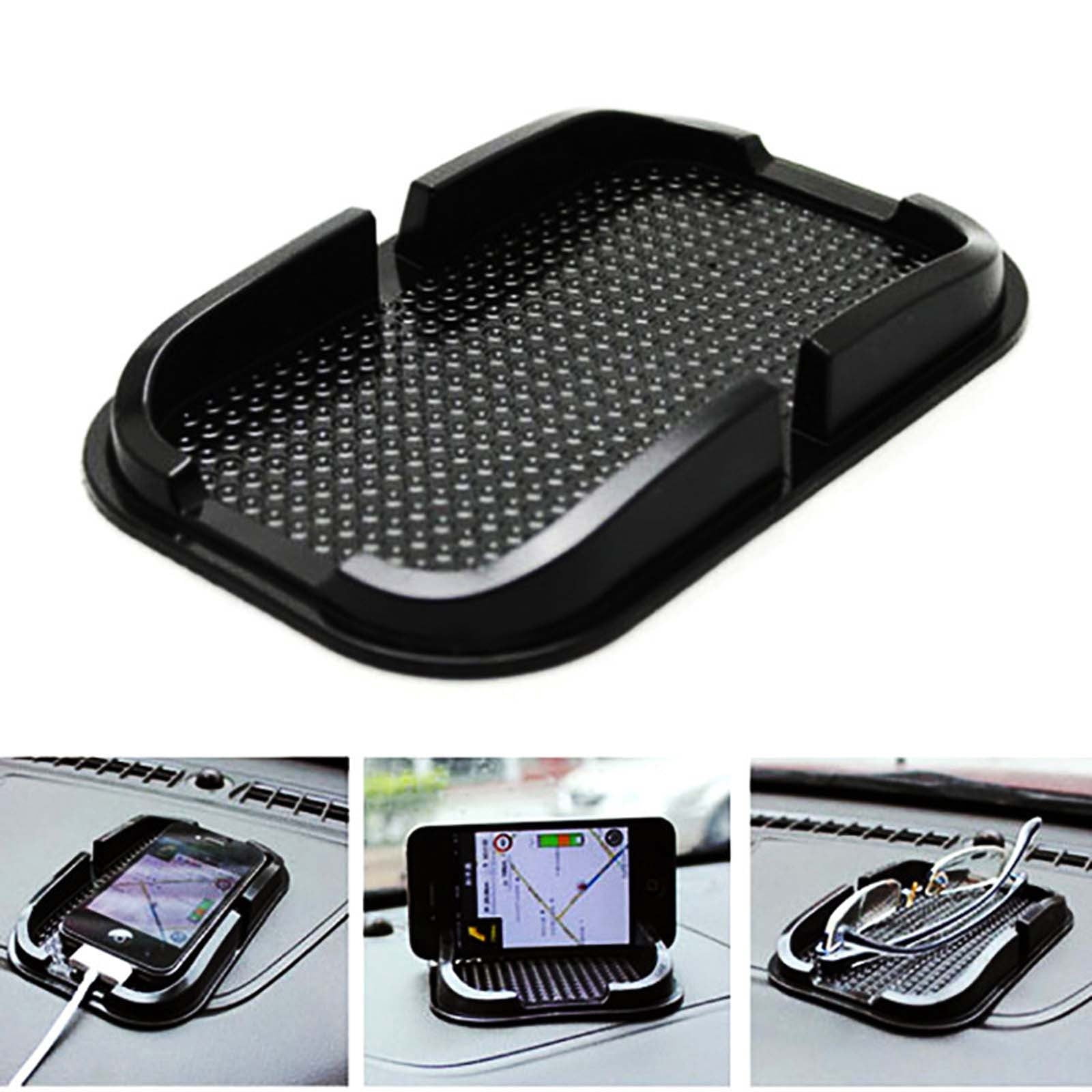ZZkhGO Silicone Car Phone Holder, Non-slip Dashboard Mount with Storage Tray, Windshield Navigation Mount for Smartphone Glasses
