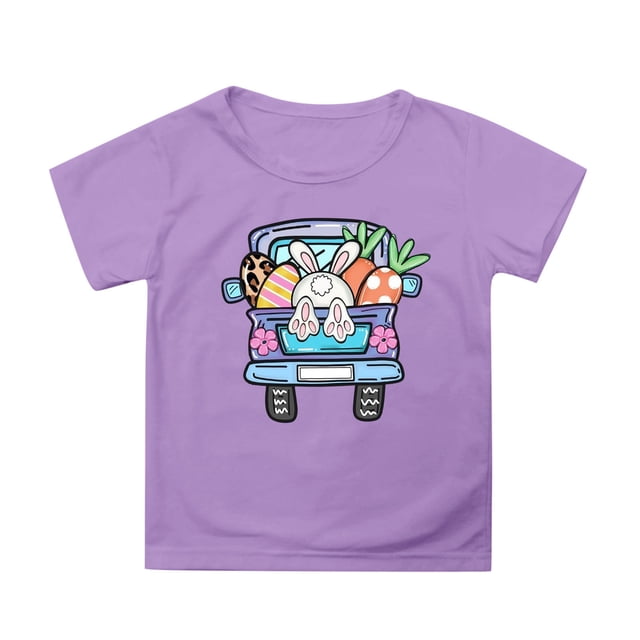 TZEWGL Tees For Child Cartoon Printed Round Neck Short Petal Sleeved Clothing For Infnants size 10-11T