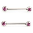 thumbnail image 1 of Pair of Push In Nipple Barbell with Cubic Zirconia 14g, 1 of 12