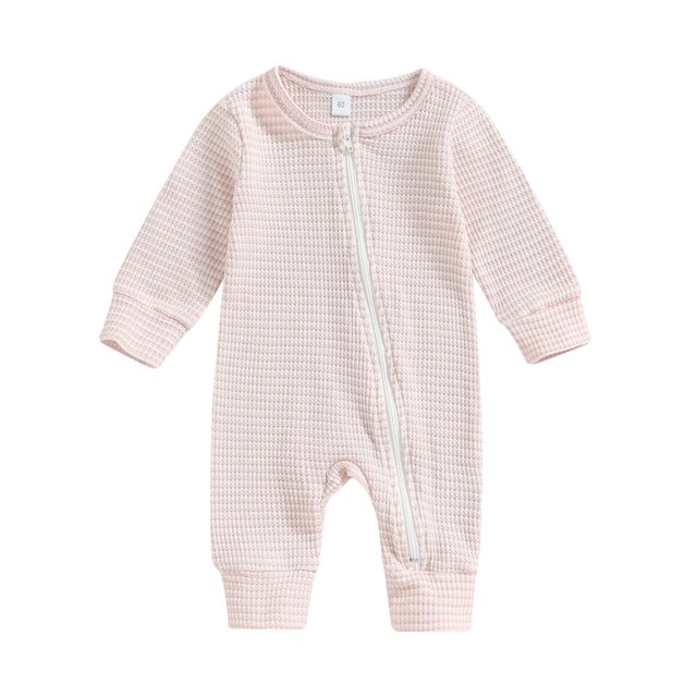 MeetoTime Baby Clothes Round Neck Long Sleeved Jumpsuits Infant Toddler Striped Zipper Rompers Crawling Clothes