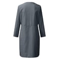 thumbnail image 5 of Daiosportswear Robe en Lin et Coton pour Femmes, Robe Chemise à Boutons à Manches Longues, Col Rond, Robe Habillée Décontractée Mini avec Robe Femme, Robes pour Femmes Gris Foncé 4X-Grand (TTTTG), 5 of 5